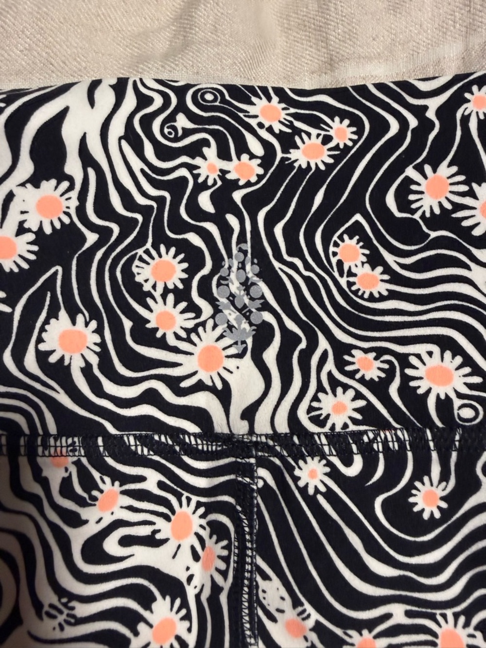 Free People Black & White Swirl Bike Shorts with Pink Floral Accents - Picture 12 of 12